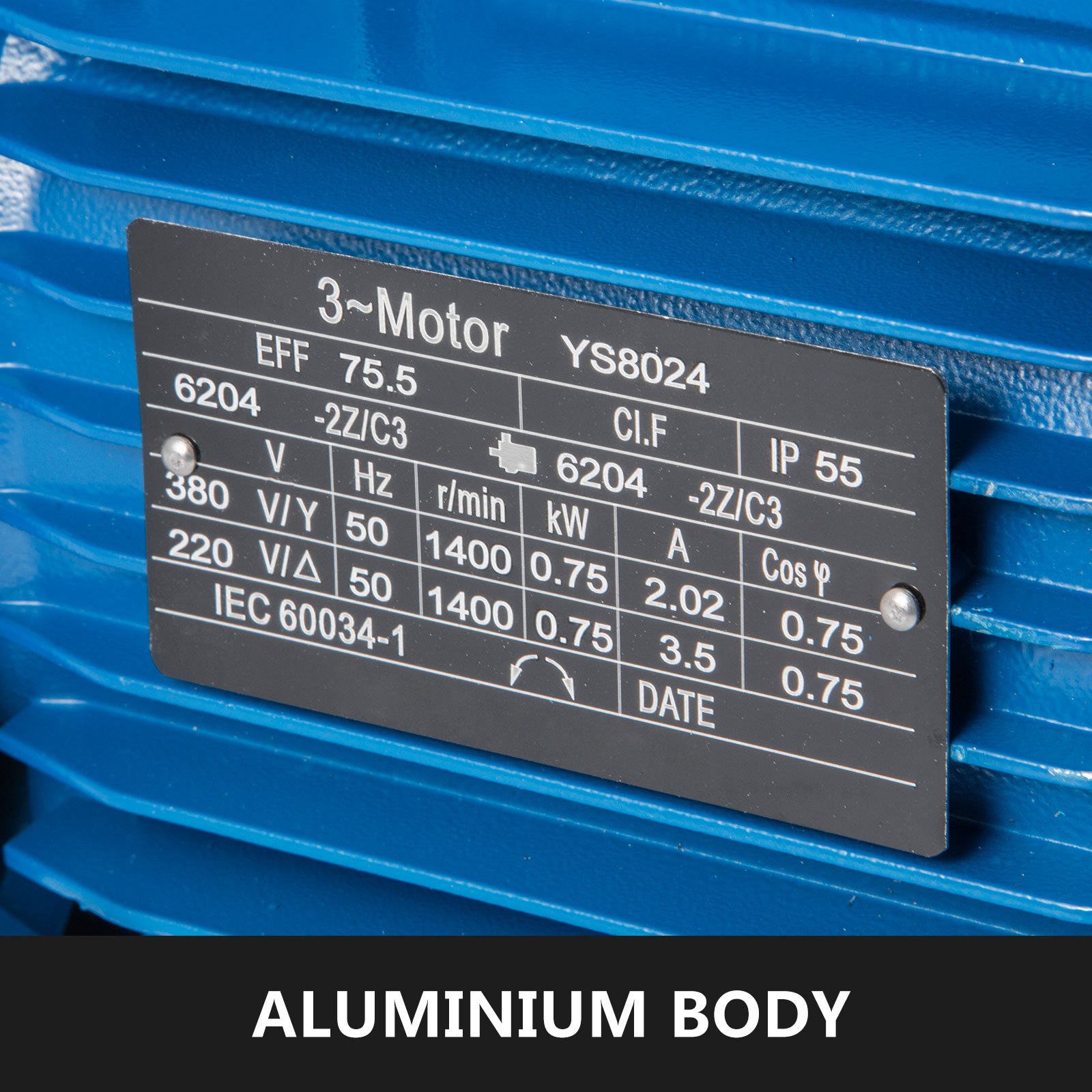 Motor Eléctrico 750w B5 4 Polos 3 Fases 1500 Rpm 400 V Ca Base Rígida 19 Mm