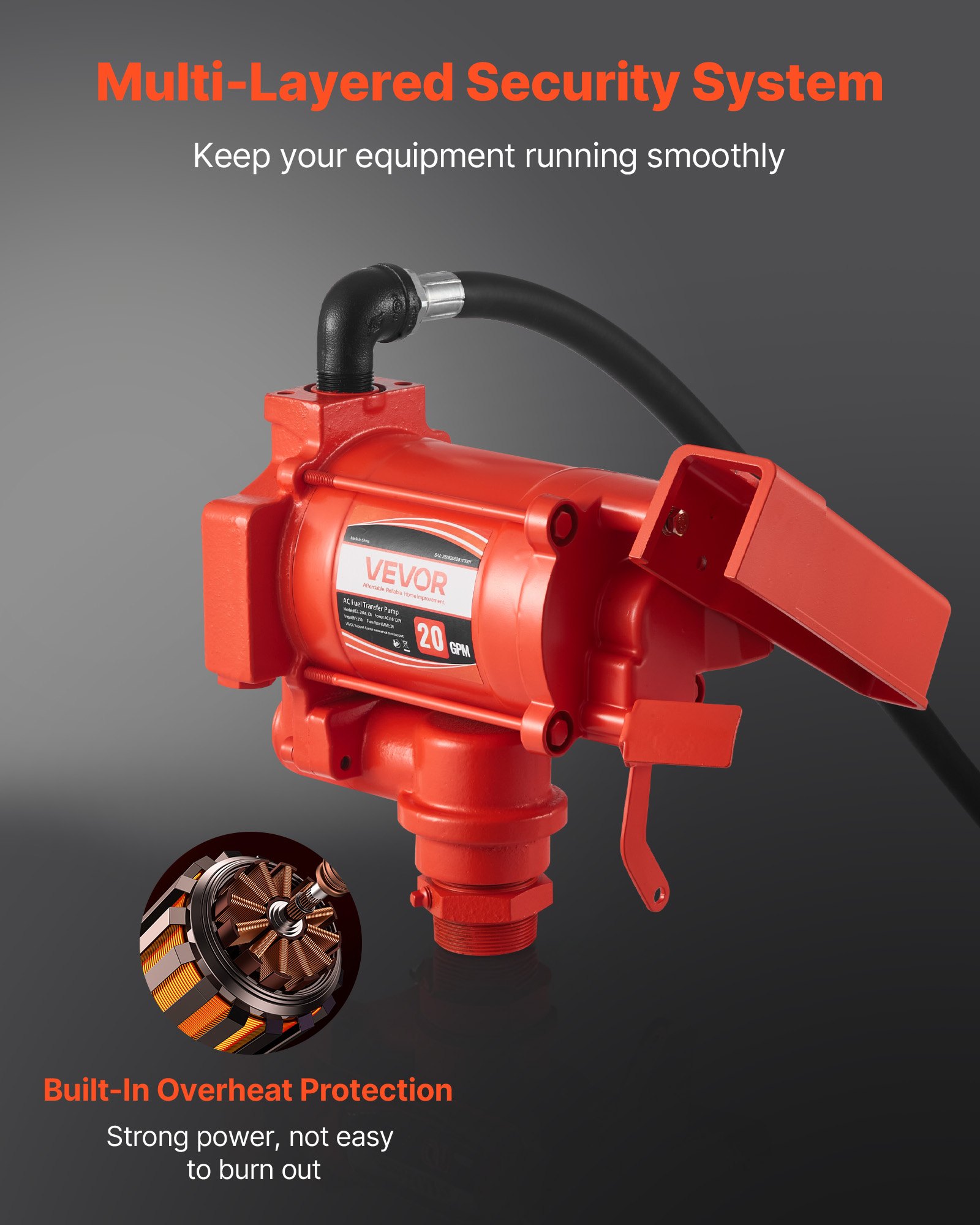 VEVOR Fuel Transfer Pump 230V, 20 GPM 76 L/min, AC Electric Oil Transfer Pump, with Auto Shut-Off Fuel Nozzle & Discharge Hose, High Flow Kit for Gasoline, Diesel, Kerosene, Biodiesel, Ethanol Blends