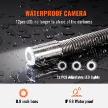VEVOR Cámara De Inspección Cámara Endoscópica de Drenaje Pantalla de 9 con IP68 Impermeable Batería de 4500mAh 12 Led Ajustable Cable de 120m Tarjeta