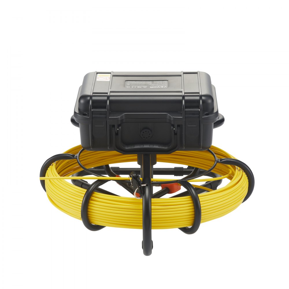 VEVOR Cámara Endoscópica de Drenaje Pantalla de 9" con IP68 Impermeable Batería de 4500 mAh 12 LED Ajustable Cable de 50m Tarjeta SD de 16GB para Tubería de Alcantarillado Drenaje de Plomería