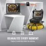VEVOR Cámara Endoscópica de Drenaje Pantalla de 9" con IP68 Impermeable Batería de 4500 mAh 12 LED Ajustable Cable de 70m Tarjeta SD de 16GB para Tubería de Alcantarillado Drenaje de Plomería