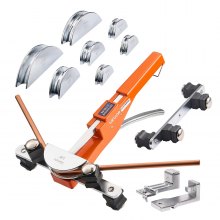 VEVOR Kit de Dobladora de Tubos 6 a 22 mm, Compacta, con Trinquete, Avance/Retroceso, 7 Matrices de Aleación de Aluminio, para HVAC de Cobre, Aire Acondicionado y Refrigeración, 380 x 260 x 90 mm
