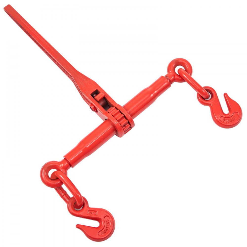 VEVOR 4 Piezas Dispositivo de sujeción de cadena 8 mm kit de amarre con trinquete con capacidad de carga de 3 T ganchos de sujeción de cadena longitud de 6,4 m G80 para transporte, remolque
