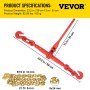 VEVOR 4 Piezas Dispositivo de sujeción de cadena 8 mm kit de amarre con trinquete con capacidad de carga de 3 T ganchos de sujeción de cadena longitud de 6,4 m G80 para transporte, remolque