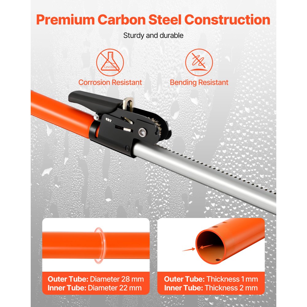 VEVOR Barra de Carga Extensible, con Trinquete Ajustable 1016-1854 mm, Estabilizador de Carga de Acero con Almohadillas Antideslizantes, para Camionetas, SUV, Minivans, Naranja, 1000 x 95 x 61 mm