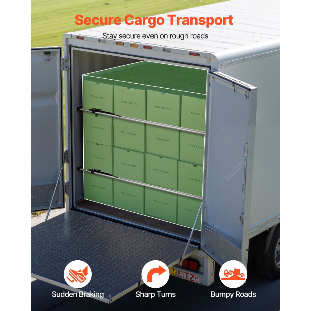 VEVOR 2 Barras de Carga, con Trinquete Ajustables 2261-2641 mm, Barra Estabilizadora de Acero con Almohadillas Antideslizantes, para Camionetas, SUV, Minivans, 2260 x 80 x 100 mm, Color Plata