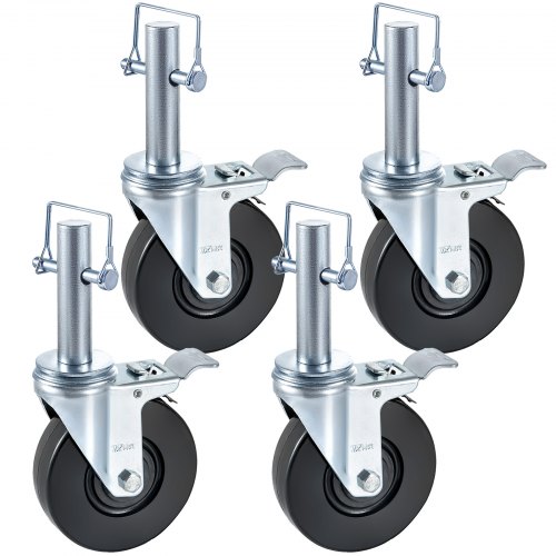 VEVOR Ruedas Giratorias de Goma para Andamios de 12 cm con Doble Bloqueo