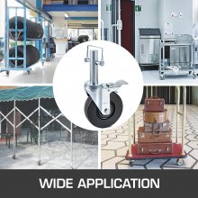 VEVOR Ruedas Giratorias de Goma para Andamios de 12 cm con Doble Bloqueo