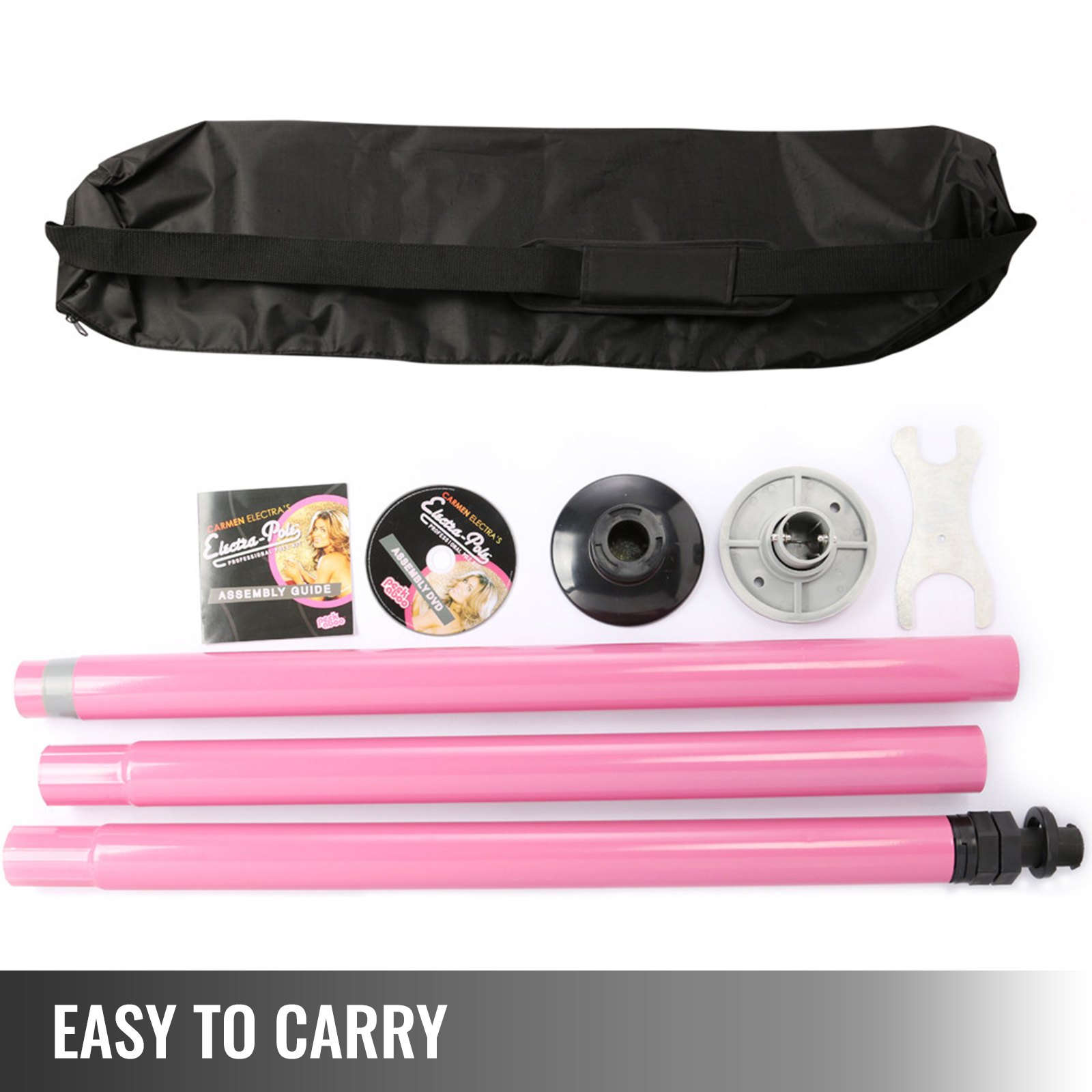 Barra con Mecanismo de Bloqueo de 50 mm Portátil para Pole Dance Striptease Exótico Fitness ROSA