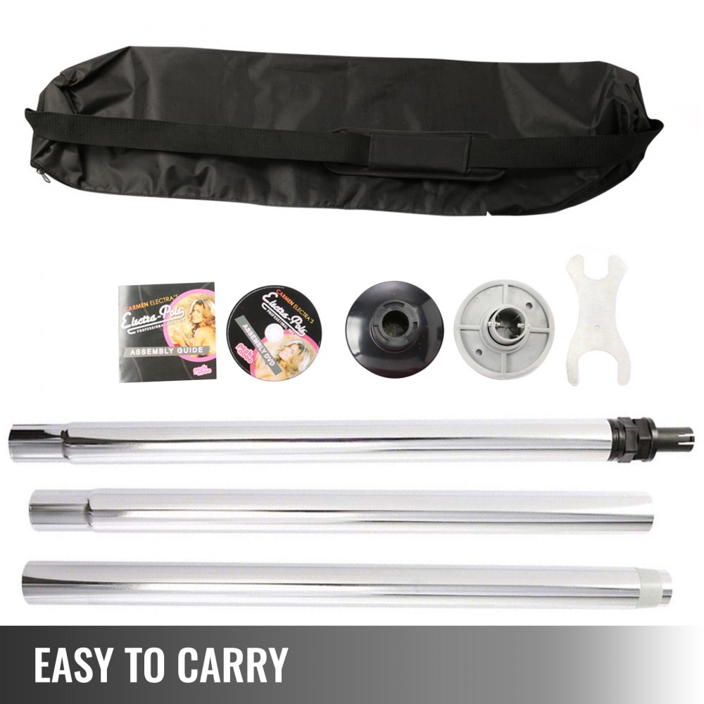 Barra con Mecanismo de Bloqueo de 50 mm Portátil para Pole Dance Striptease Exótico Fitness SILVER