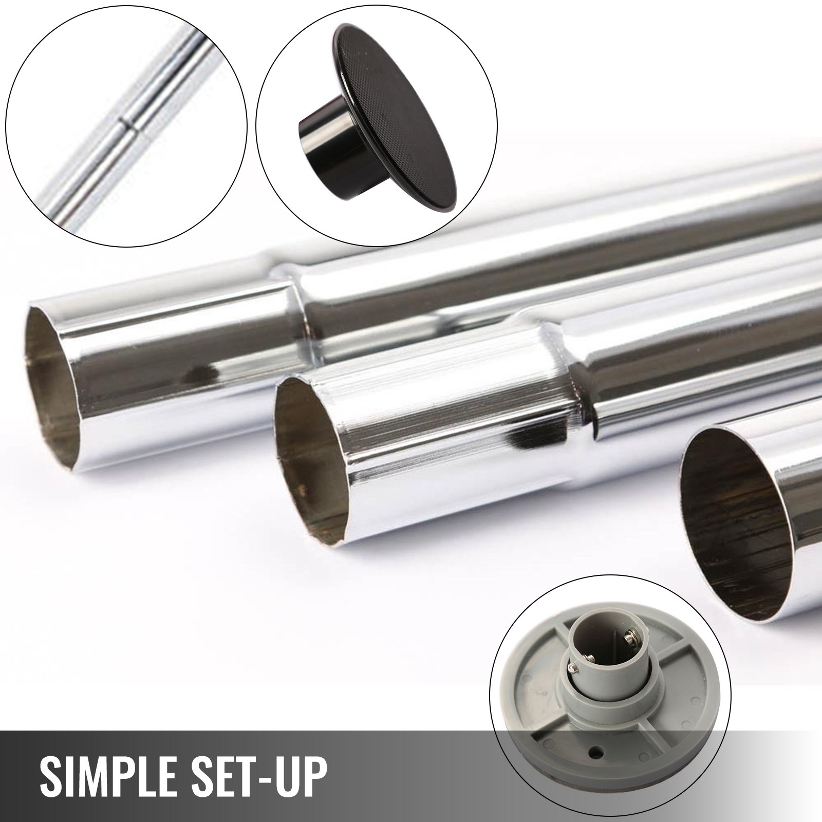 Barra con Mecanismo de Bloqueo de 50 mm Portátil para Pole Dance Striptease Exótico Fitness SILVER