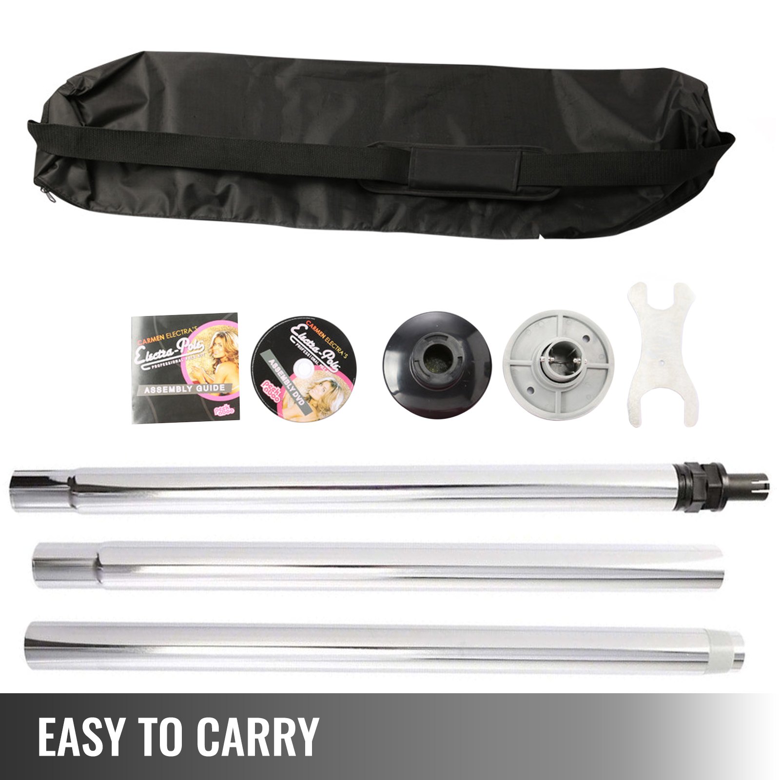 Barra con Mecanismo de Bloqueo de 50 mm Portátil para Pole Dance Striptease Exótico Fitness SILVER