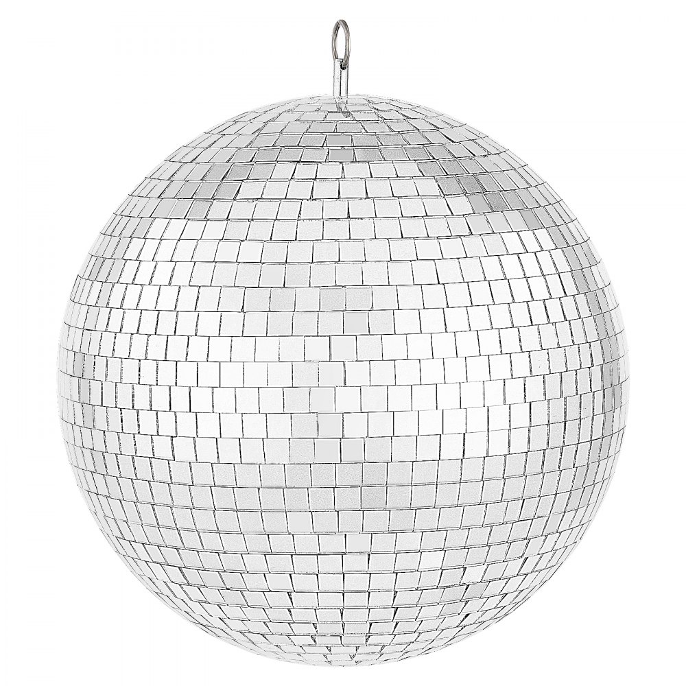VEVOR Bola de Discoteca con Espejos, Bola de Espejos de 295 mm con Anillo Colgante, Decoración de Fiesta con Bola de Discoteca con Rayos para DJ Club, Escenario, Boda, Cumpleaños, Navidad, Plata