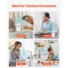 VEVOR Ventilador de Escritorio sin Aspas, Torre Pequeño de Enfriamiento Silencioso USB de 6 Velocidades con Control de Botón, Fácil de Limpiar, para Dormitorio, Oficina, Hogar, 135 x 135 x 330 mm