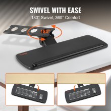 VEVOR Bandeja para teclado debajo del escritorio Bandeja ergonómica extraíble para teclado/ratón 25 x 9,8 pulgadas