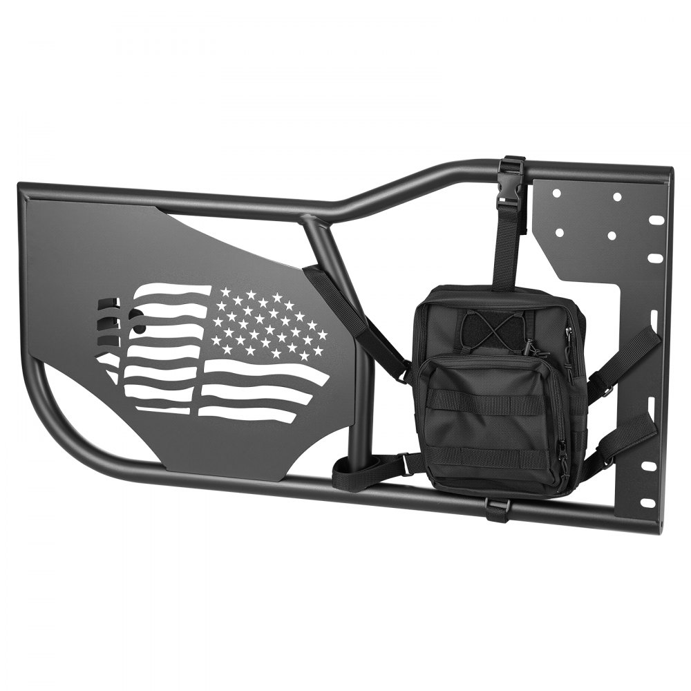 VEVOR Puerta Tubular Compatibles con Jeep Wrangler JK Unlimited 2007-2018, 4 Puertas de Tubo Delanteras y Traseras de Acero con Espejos Laterales Bolsa de Almacenamiento Almohadillas de Goma Pestillos