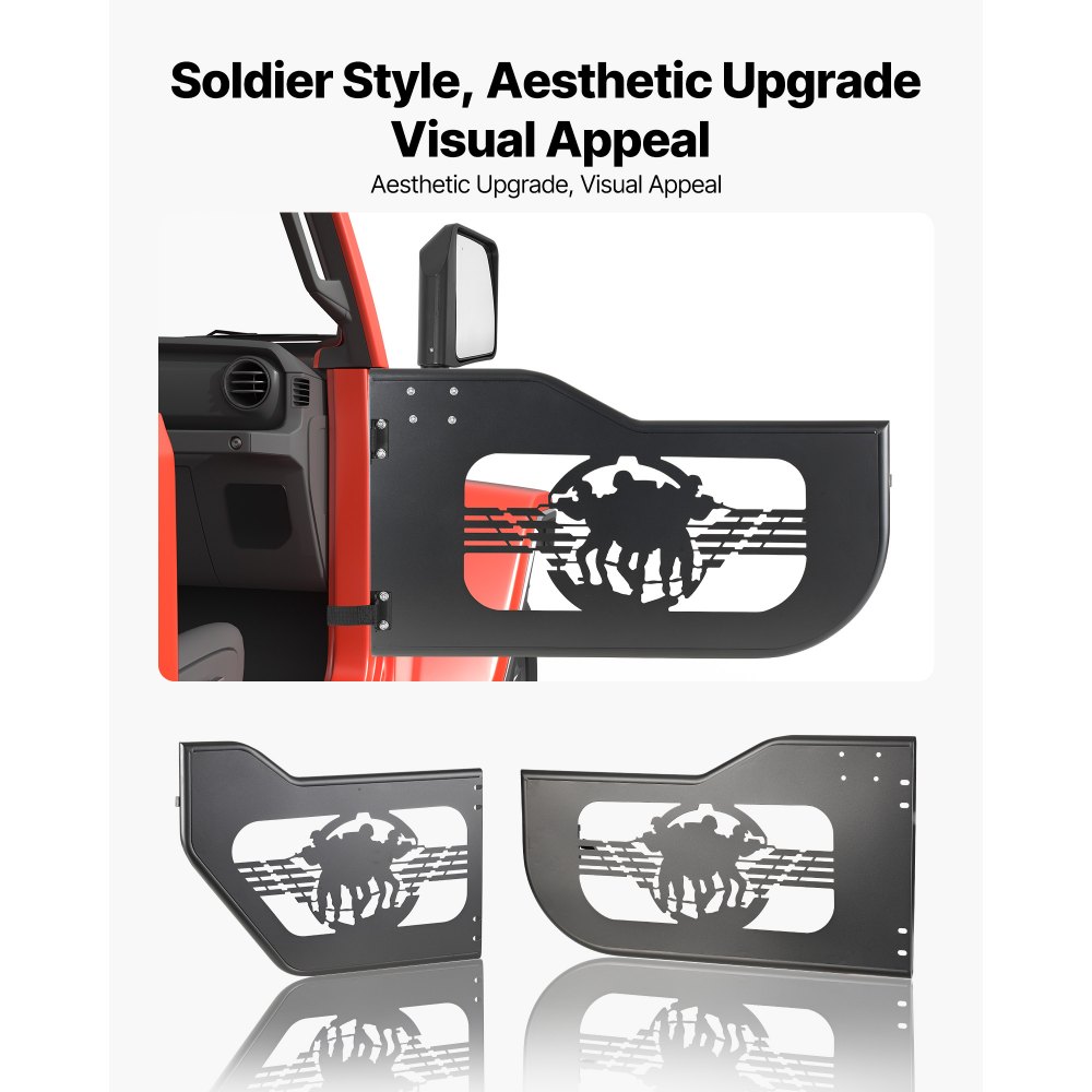 VEVOR Puertas Tubulares para Jeep, 4 Puertas, Compatibles con Jeep Wrangler JL 2018-2026 y Gladiator JT 2020-2026, con Diseño de Soldado, Delanteras y Traseras Tubulares, con Espejos Laterales