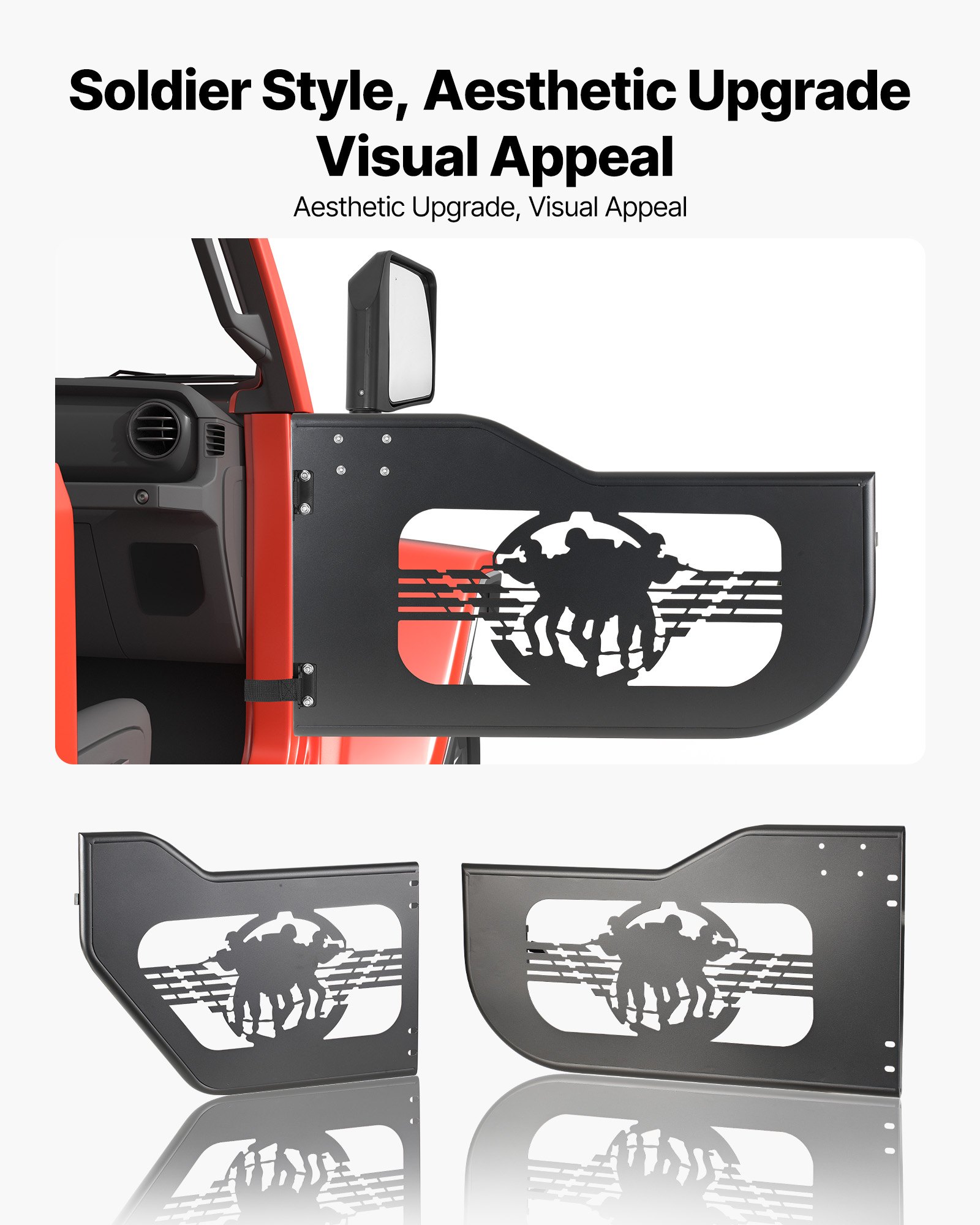 VEVOR Puertas Tubulares para Jeep, 4 Puertas, Compatibles con Jeep Wrangler JL 2018-2026 y Gladiator JT 2020-2026, con Diseño de Soldado, Delanteras y Traseras Tubulares, con Espejos Laterales