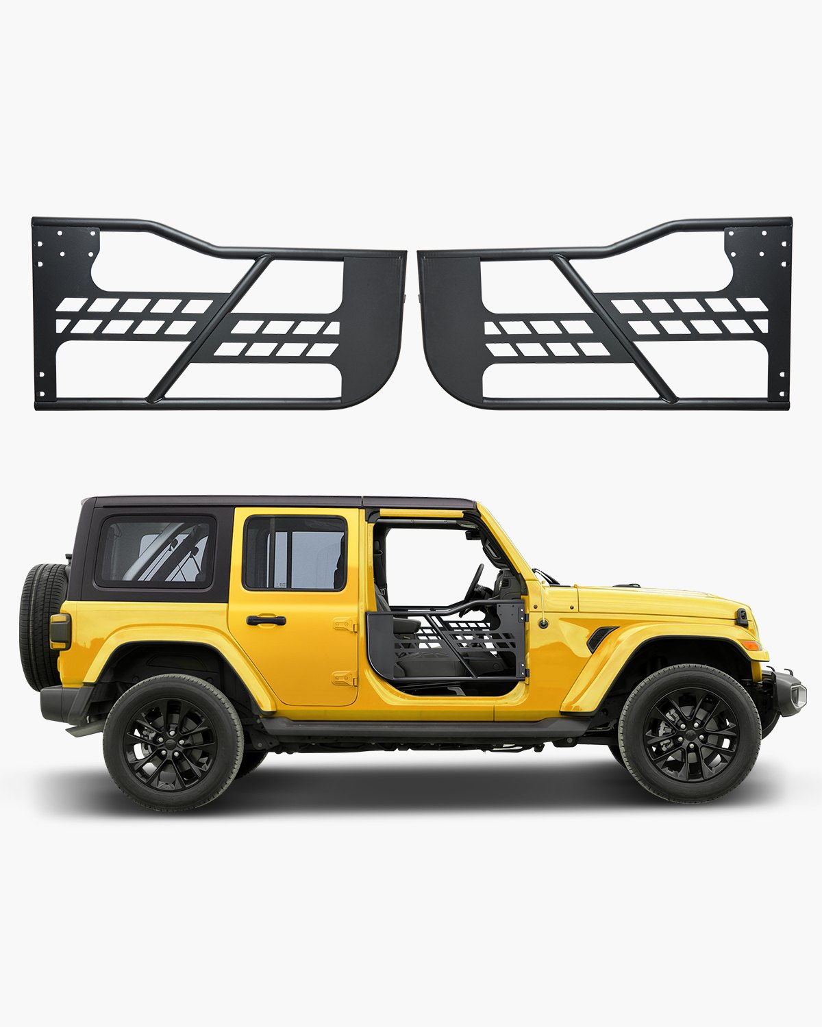 VEVOR Jeep hunting-style tubular doors (2-door) with heavy-duty hinges and OE locking mechanism, Jeep doors with rubber padding and hardened steel tubing, fits Jeep Wrangler JK 2007-2018