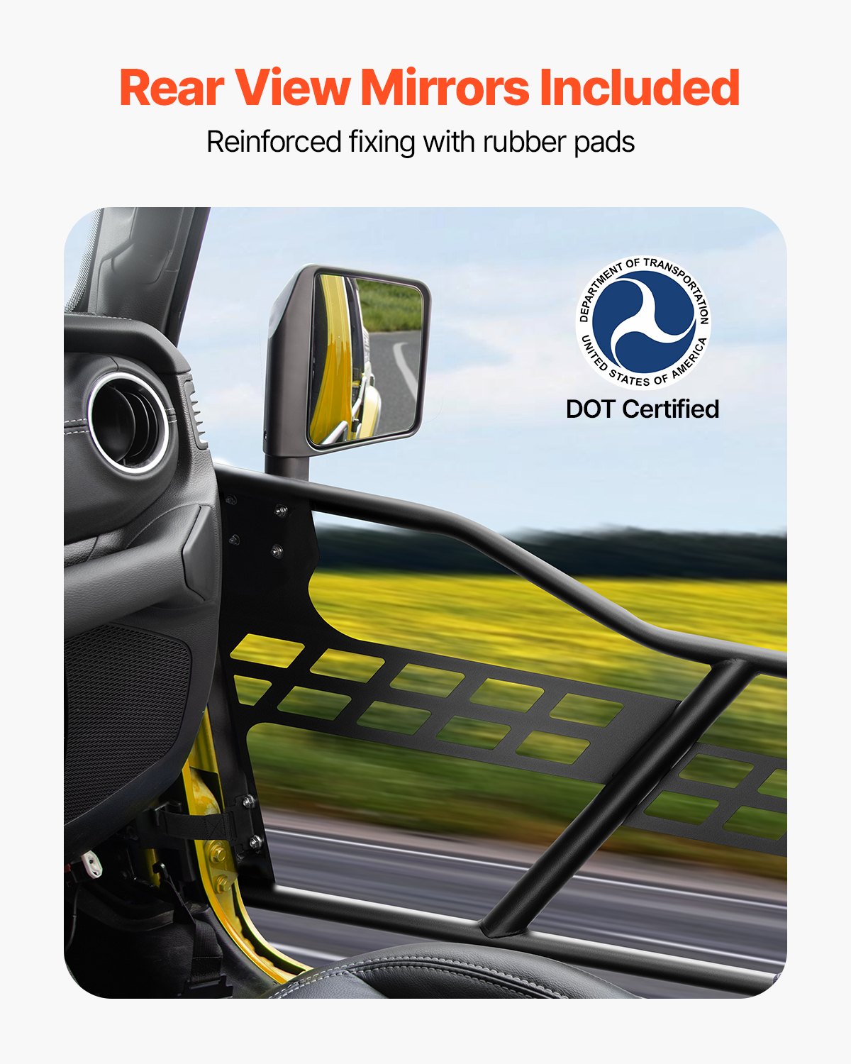 VEVOR Jeep 2-door hunting-style tubular doors with heavy-duty hinges and OE locking mechanism, Jeep doors with rearview mirrors, fits 2018-2024 Jeep Wrangler JL and 2020-2024 Jeep Gladiator JT