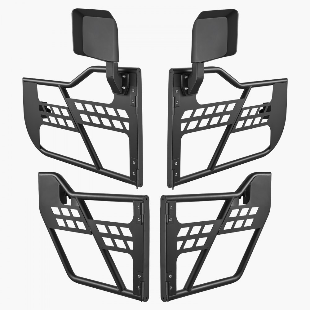 VEVOR Jeep tubular doors made of reinforced steel tubing (4-door) in hunting style with DOT-certified side mirrors. Jeep doors for 2018-2024 Jeep Wrangler JL and 2020-2024 Jeep Gladiator JT.