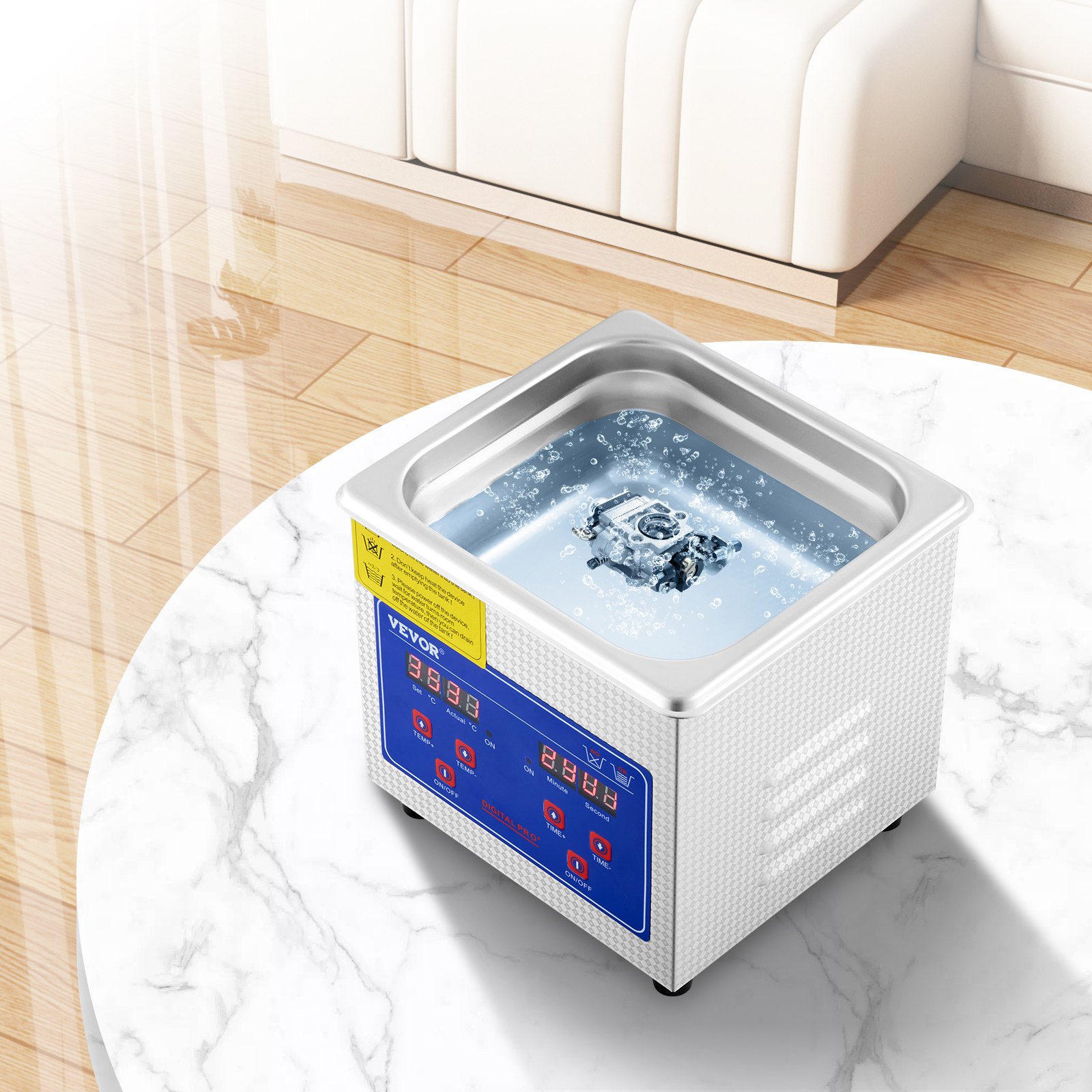 VEVOR Limpiador Ultrasónico 1.3L, 60W Limpiador Ultrasónico Profesional de Acero Inoxidable, Máquina de Limpieza Ultrasónica Potente Frecuencia de 40 kHz con Pantalla LED para Joyas, Reloj, Gafas