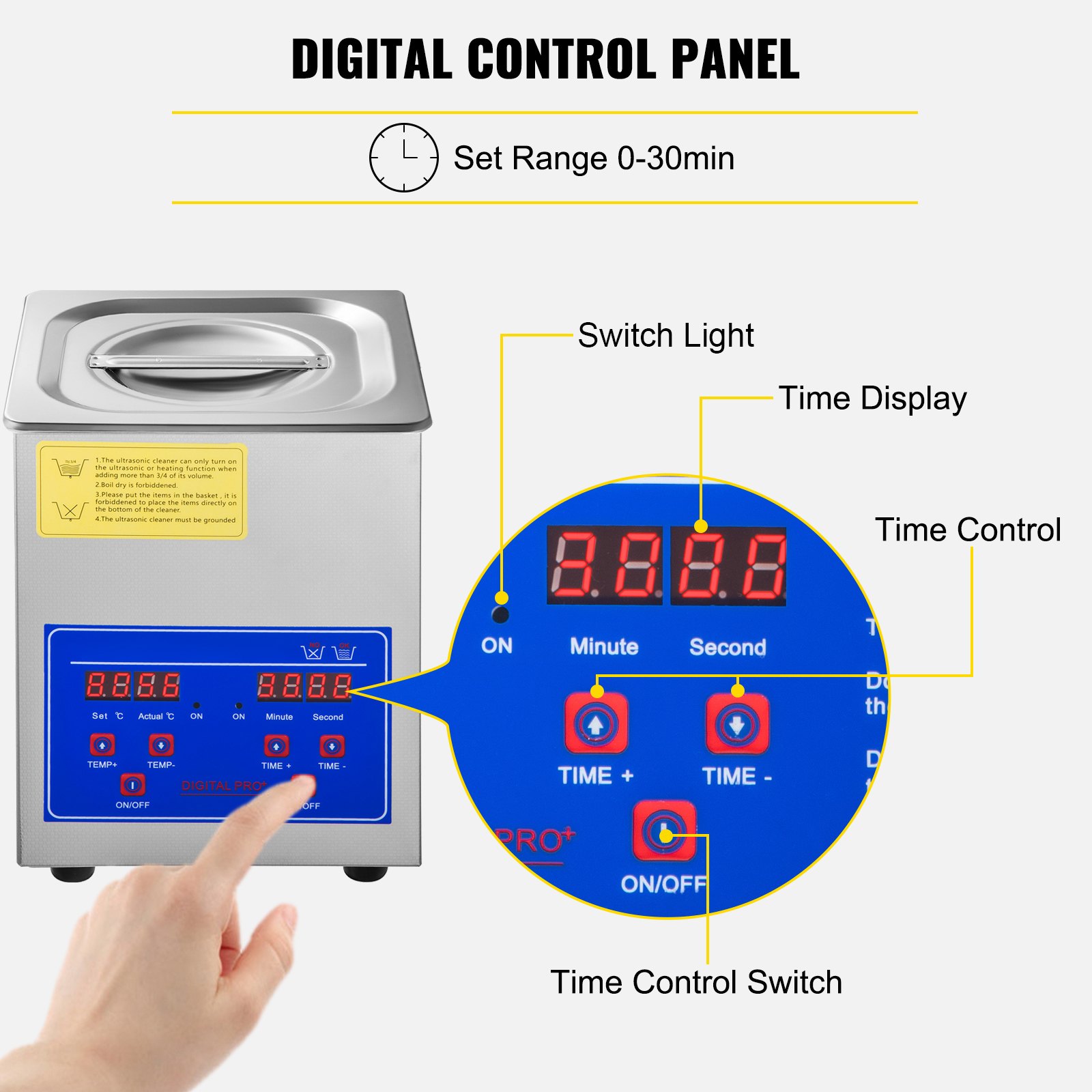 VEVOR Limpiador Ultrasónico 2L, 60W Limpiador Ultrasónico Profesional de Acero Inoxidable, Máquina de Limpieza Ultrasónica Potente Frecuencia de 40 kHz con Pantalla LED para Joyas, Reloj, Gafas