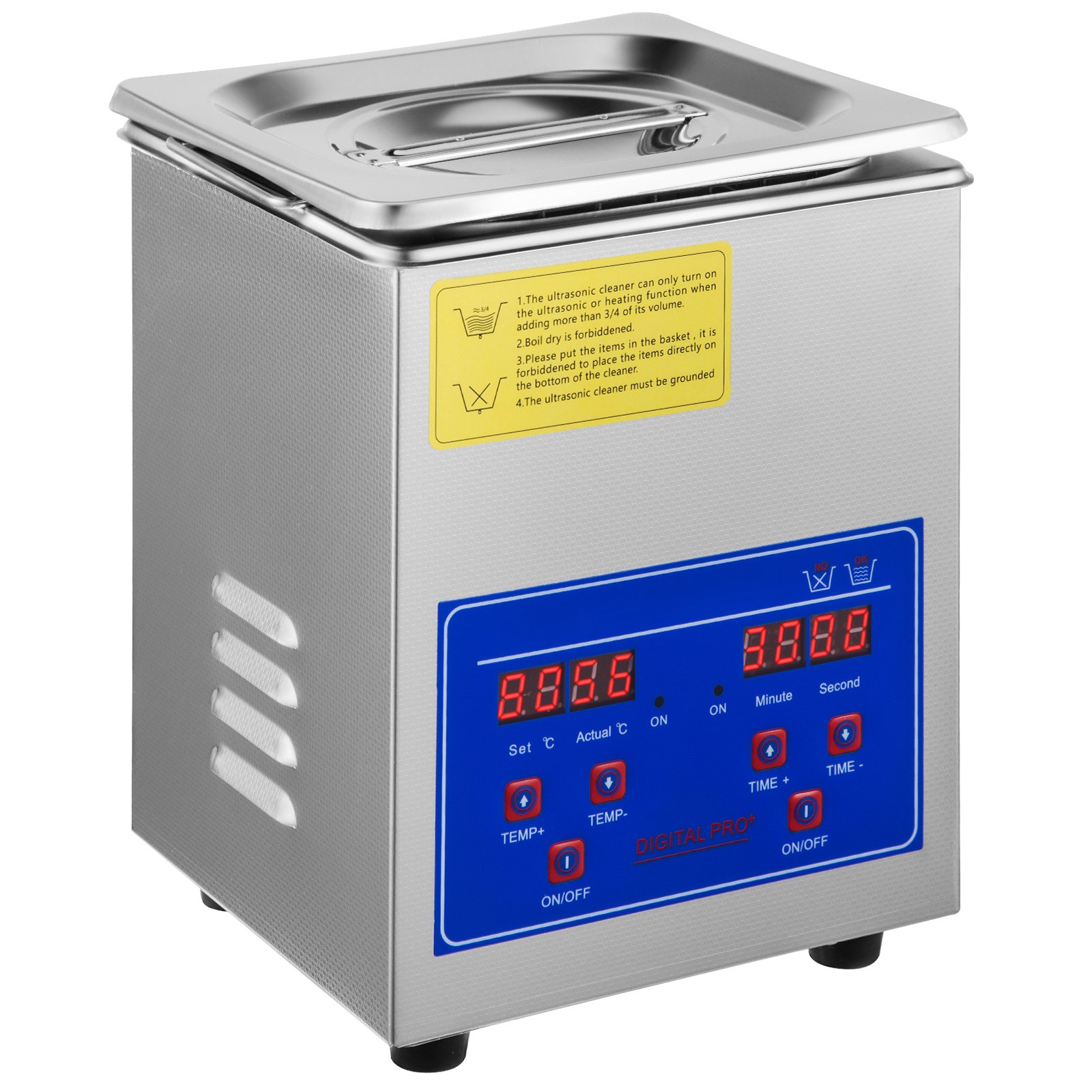 VEVOR Limpiador Ultrasónico 2L, 60W Limpiador Ultrasónico Profesional de Acero Inoxidable, Máquina de Limpieza Ultrasónica Potente Frecuencia de 40 kHz con Pantalla LED para Joyas, Reloj, Gafas