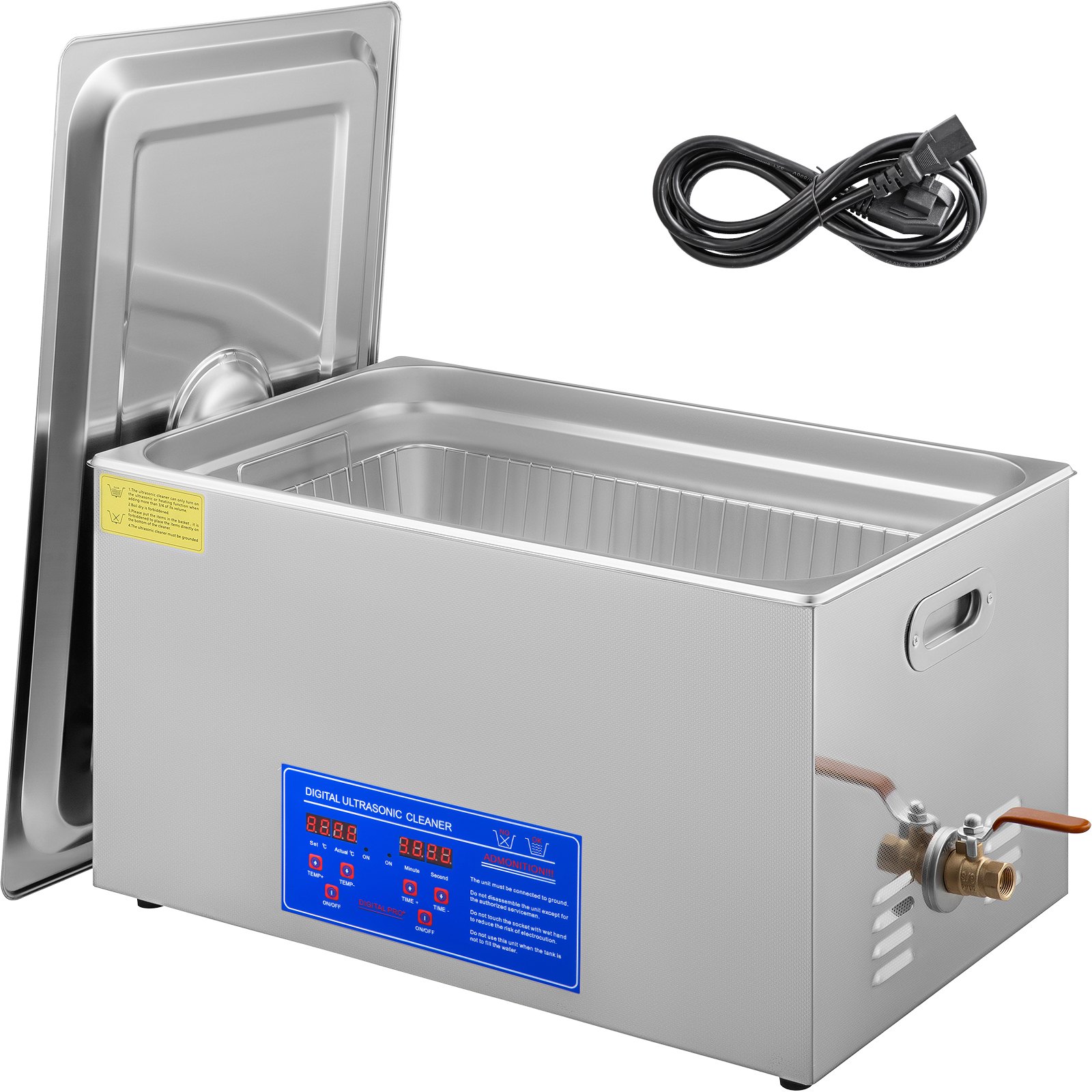 VEVOR Limpiador ultrasónico, 22L Limpiador Ultrasonidos Profesional de Acero Inoxidable, 480W Máquina de Ultrasonido con Temporizador Digital, Temperatura Ajustable, para Joyas, Relojes, Laboratorio