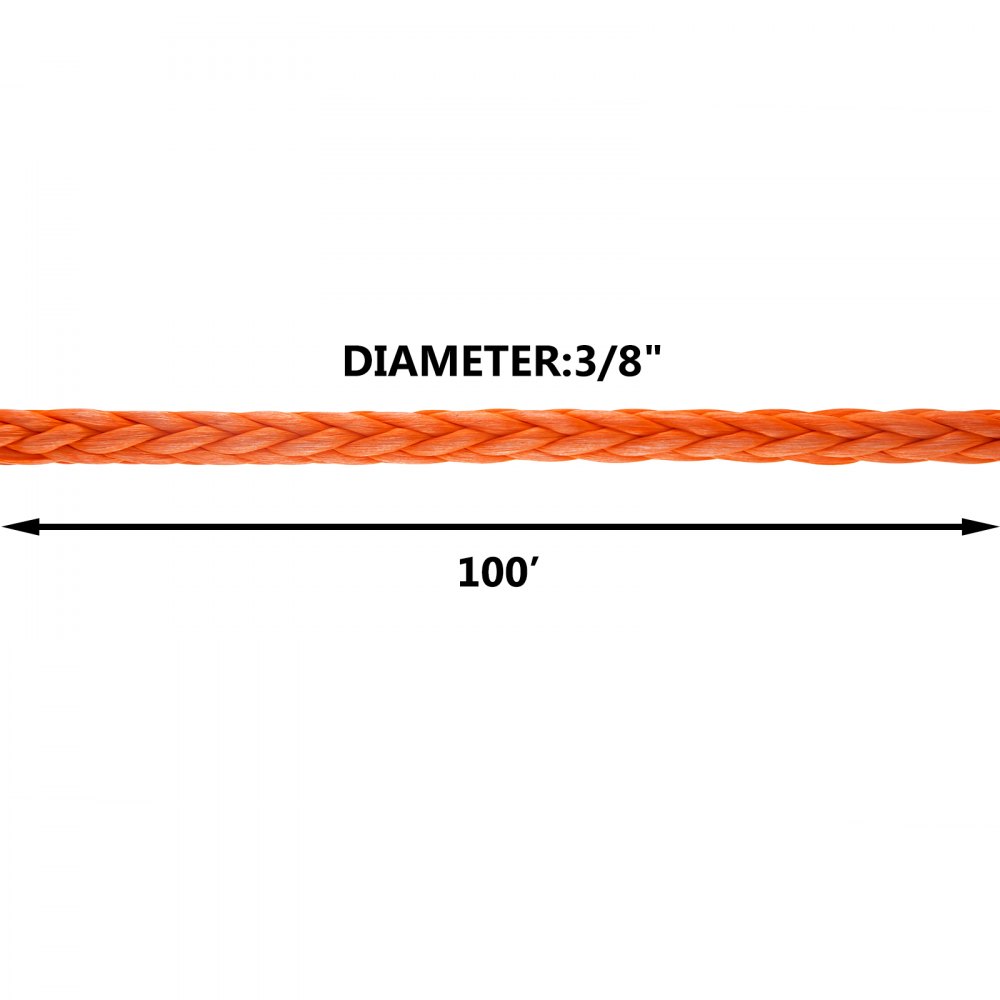 VEVOR Cable de cabrestante sintético de 3/8 pulgadas, 100 pies, 18740 lb de remolque