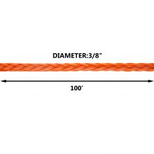 VEVOR Cable de cabrestante sintético de 3/8 pulgadas, 100 pies, 18740 lb de remolque