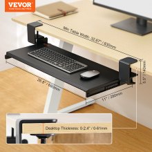 VEVOR Soporte para Teclado Bandeja Deslizante para Teclado y Ratón 68x28 cm