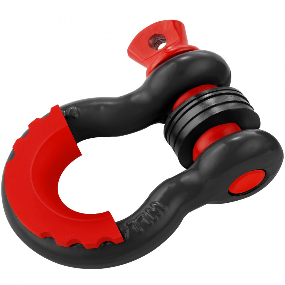 VEVOR Grillete con anilla en D de 3/4", paquete de 2 grilletes de acero de aleación de 62832 libras (28,5 toneladas) de resistencia a la rotura con pasador de tornillo de 7/8", aisladores y arandelas, grillete de recuperación de vehículos todoterreno resistente para camión Jeep, negro