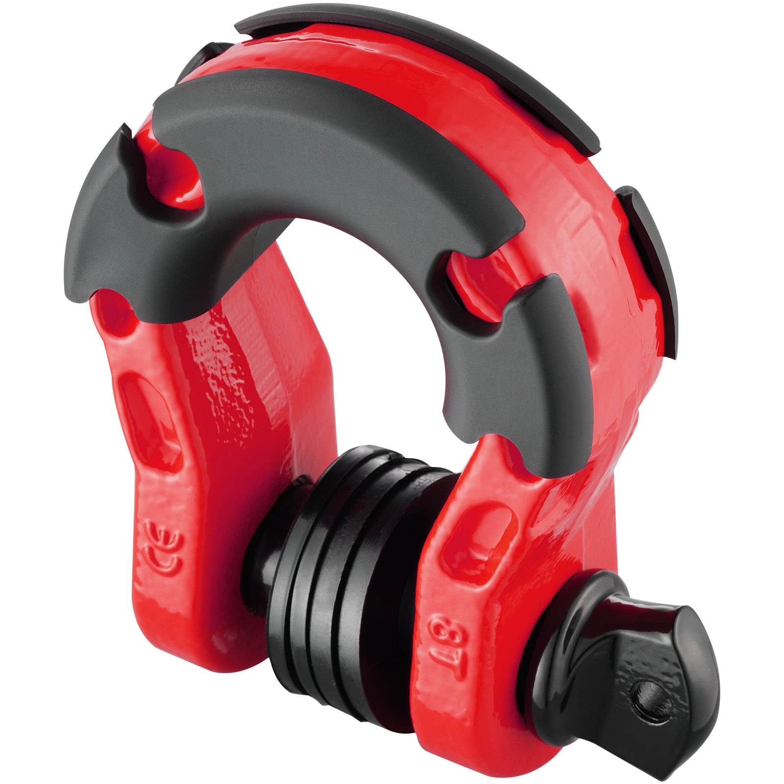 VEVOR Grillete con anilla en D de 3/4", paquete de 2 grilletes de acero de aleación de 66139 libras (30 toneladas) de resistencia a la rotura con pasador de tornillo de 7/8", aisladores y arandelas, grillete de recuperación de vehículos todoterreno resistente para camión Jeep, rojo