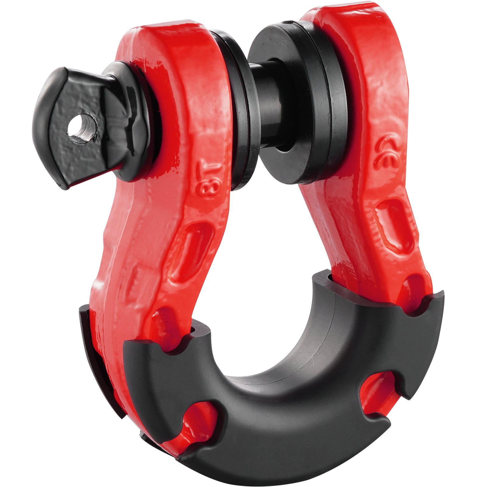 VEVOR Grillete con anilla en D de 3/4", paquete de 2 grilletes de acero de aleación de 66139 libras (30 toneladas) de resistencia a la rotura con pasador de tornillo de 7/8", aisladores y arandelas, grillete de recuperación de vehículos todoterreno resistente para camión Jeep, rojo