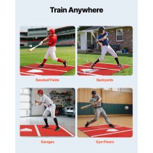VEVOR Tapete de Bateo para Béisbol 366 x 183 cm Tapete de Lanzamiento de Sóftbol, Césped Sintético PP, Base de EVA, Alfombrilla de Entrenamiento de Béisbol para Interiores y Exteriores, Rojo