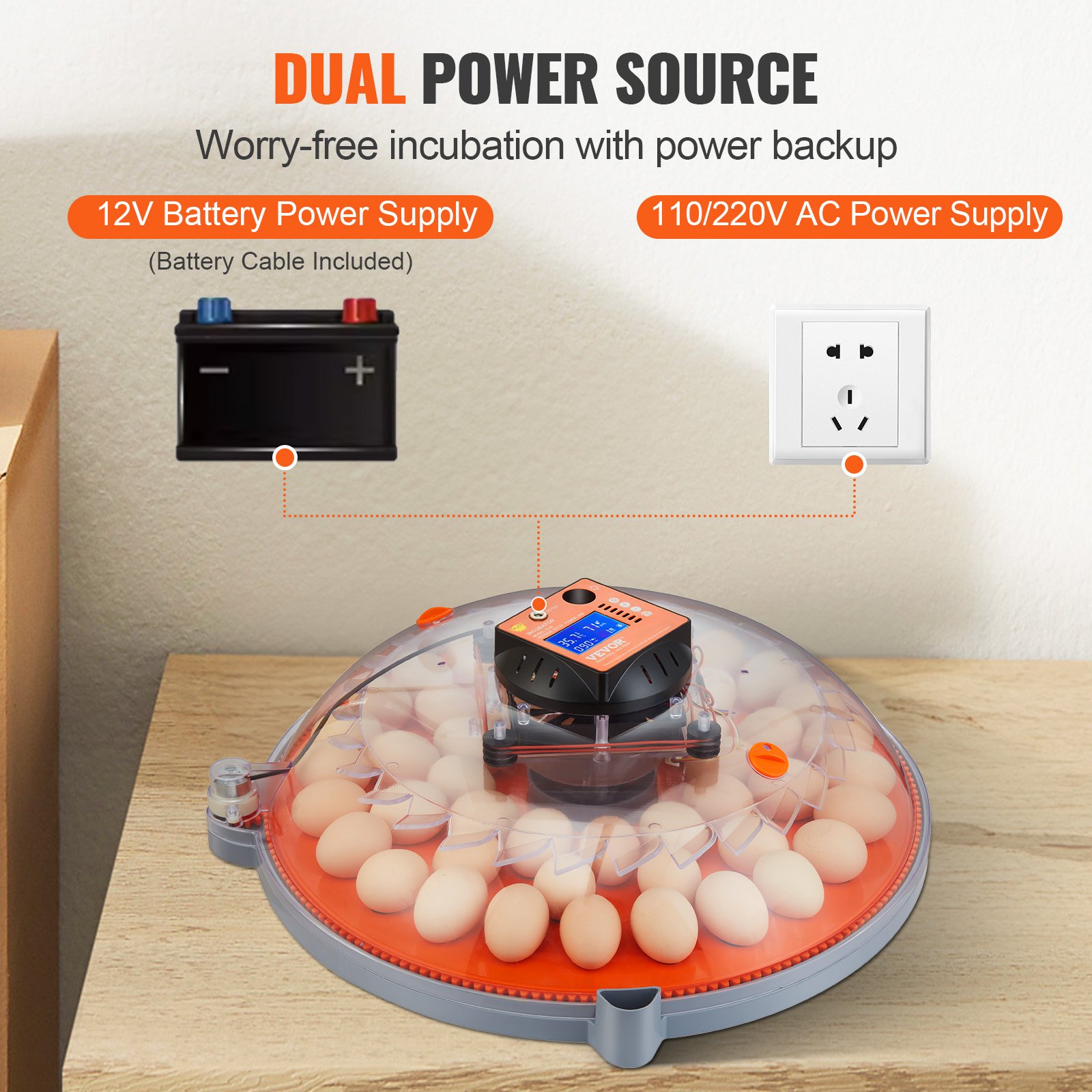 Incubadora de huevos VEVOR, incubadoras para huevos para incubar, giro automático de huevos, 48 huevos