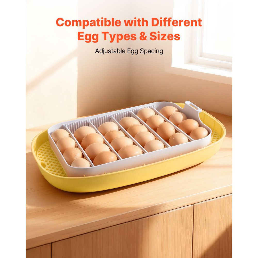 VEVOR Incubadora de 24 Huevos de Gallina, Volteadora Automática con Luz LED, Control de Temperatura y Humedad, Ventana Transparente con Vista 360° y Recarga Automática de Agua, 435 x 260 x 215 mm