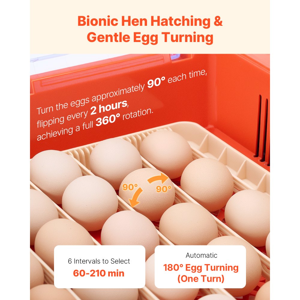 VEVOR 36 Egg Incubator, Automatic Egg Turner with LED Candler & Water Tray, Temperature & Humidity Control, 360° View Clear Window, Poultry Eggs Incubators for Hatching Chicks Ducks Goose Quails