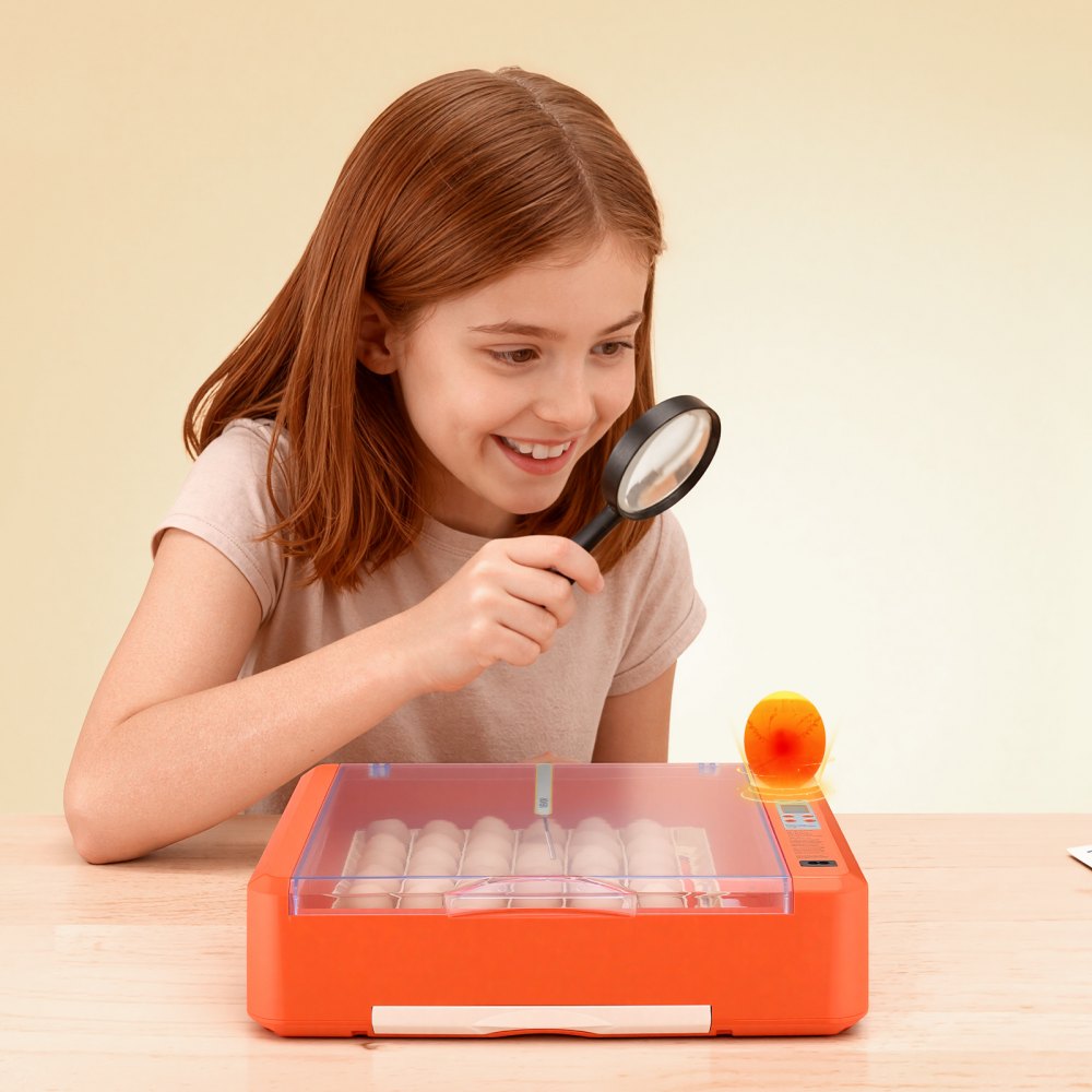 VEVOR Incubadora de 36 Huevos, Volteadora Automática con Indicador LED y Bandeja de Agua, Control de Temperatura y Humedad, Ventana Transparente 360°, para Pollitos, Patos, Gansos y Codornices