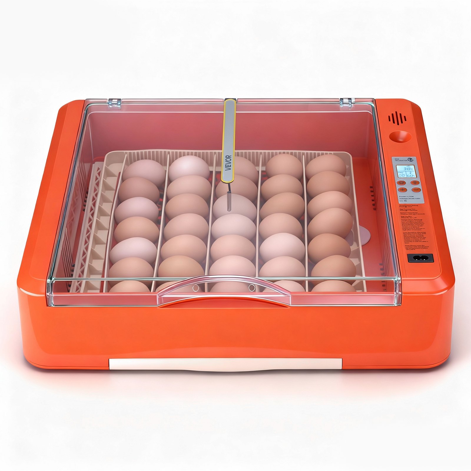 VEVOR Incubadora de 36 Huevos, Volteadora Automática con Indicador LED y Bandeja de Agua, Control de Temperatura y Humedad, Ventana Transparente 360°, para Pollitos, Patos, Gansos y Codornices