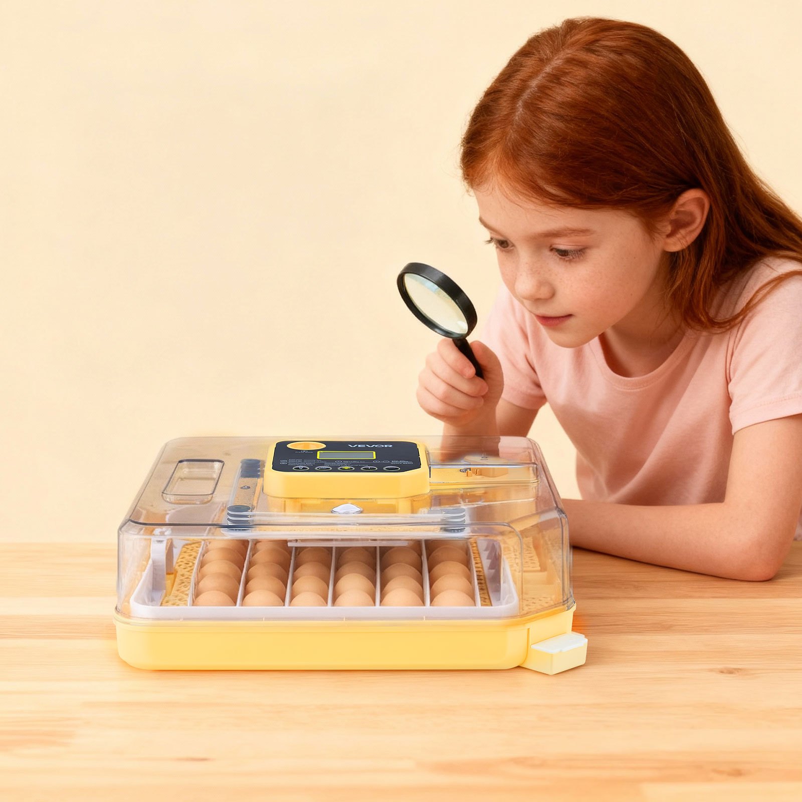 VEVOR Incubadora 48 Huevos, Volteadora Automática con Indicador LED, Pantalla de Temperatura y Control de Humedad, Ventana Transparente con Vista 360°, para Pollitos, Patos, Gansos y Codornices