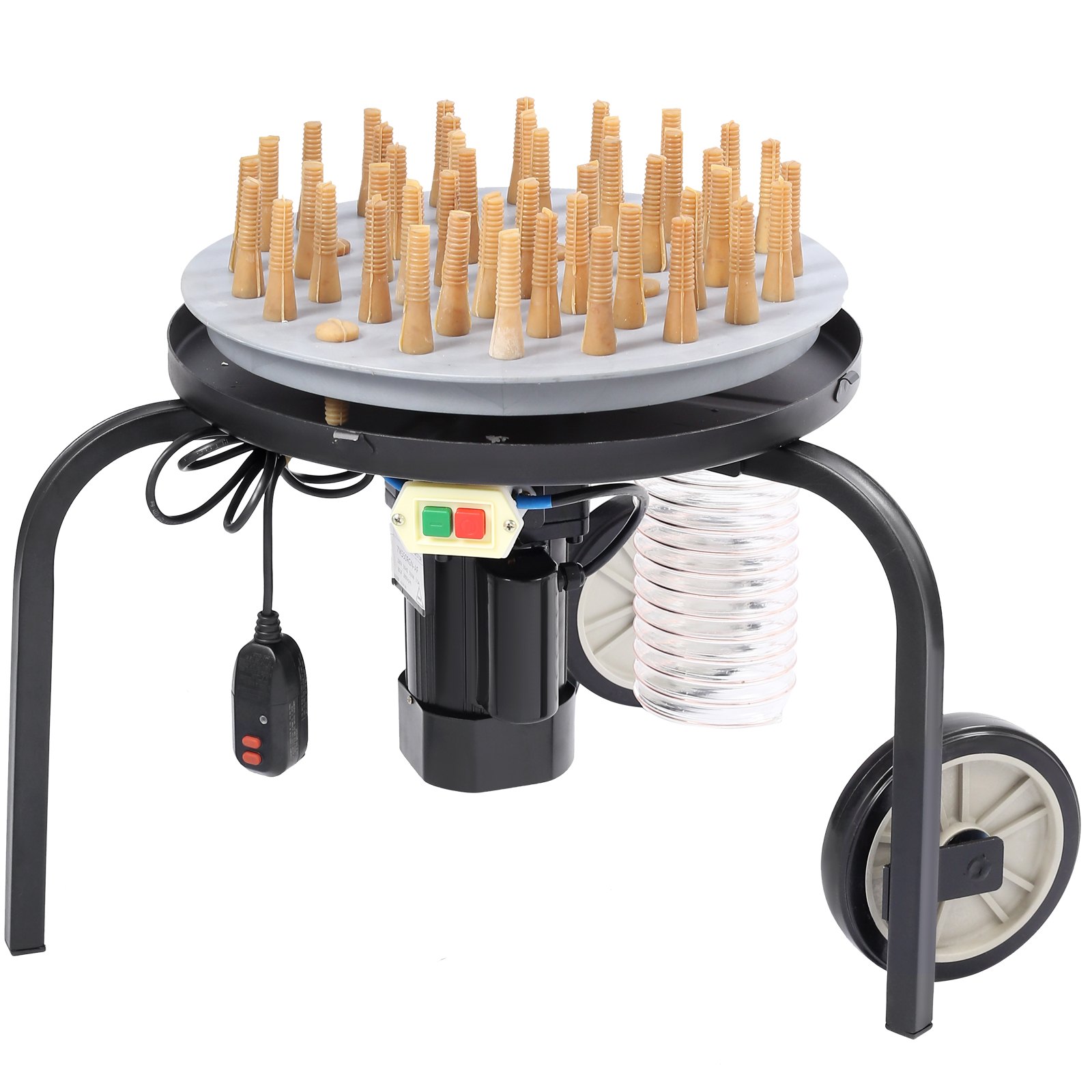 VEVOR Máquina Desplumadora de Pollos 280 rpm Desplumadora de Plumas con Tambor de Acero Inoxidable Dispositivo de Desplumado 108 Dedos Suaves Máquina Desplumadora de Aves de Alta Potencia de 500 W