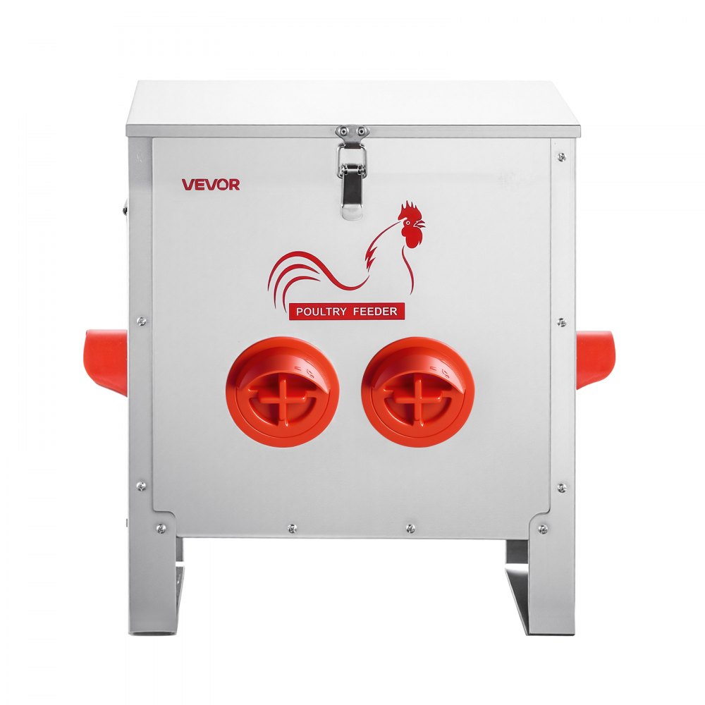 VEVOR Comedero Automático para Pollos, Capacidad de 11 kg, 6 Puertos de Alimentación, sin Desperdicio, Alimentación por Gravedad, Tapa con Cierre de Asa, Construcción Metálica, 425 x 275 x 430 mm