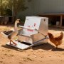 VEVOR Comedero automático, capacidad de 18 kg, resistente a la lluvia, con pedal y tapa con cerradura, Sin desperdicio, acero galvanizado, para pollos, gallinas enanas, aves de corral y faisanes