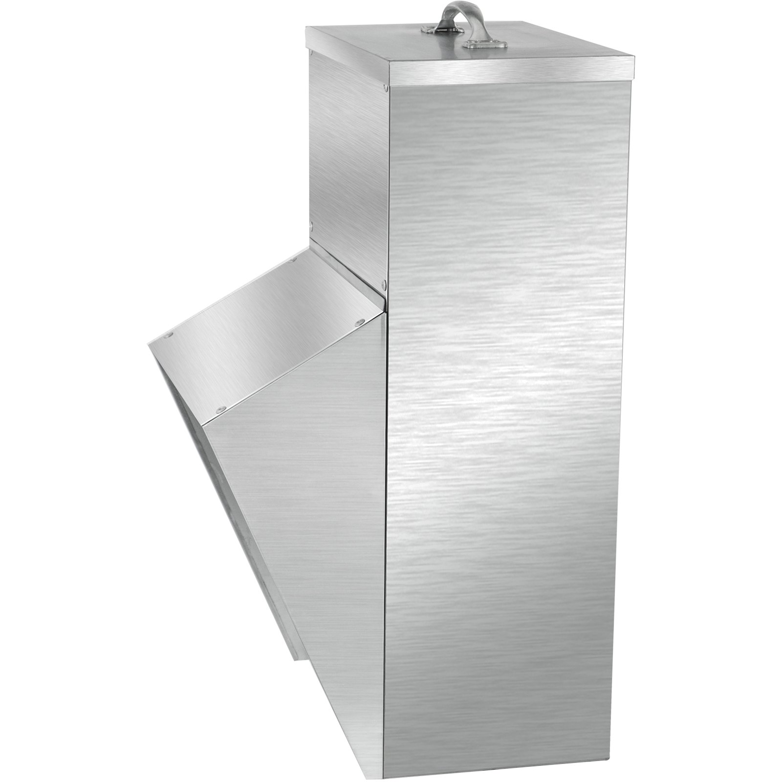 VEVOR Comedero galvanizado para aves de corral con capacidad para 25 libras de alimento, comederos para pollos, sin desperdicio, 12,9x8,3x18,9 pulgadas, comedero para pollos colgante con tapa, resiste