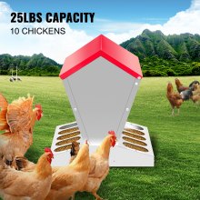VEVOR Comedero galvanizado para aves de corral, 25 libras de capacidad, comedero para pollos, sin desperdicio, 22 libras, comedero para pollos con tapa, 11,75 x 11,75 x 15,75 pulgadas, comedero para p