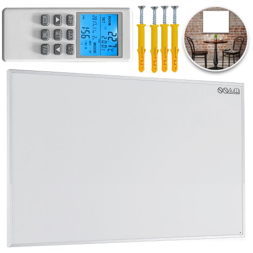 700w Panel De Calefacción Infrarrojos Radiador Calefactor Carbón Temporizador