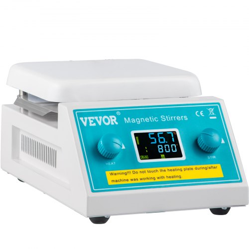 VEVOR Agitador Magnético con Placa Calefactora 2000RPM Mezcladora para Laboratorio con Pantalla Digital LED 2L 280°C Placa de Calefacción Azul 500W de Investigación Científica Estudios de Laboratorio