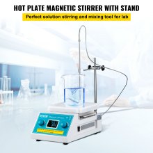 VEVOR Agitador Magnético con Placa Calefactora 2000RPM Mezcladora para Laboratorio con Pantalla Digital LED 2L 280°C Placa de Calefacción con Soporte de Investigación Científica, Estudios Laboratorios